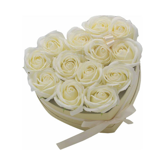 Soap Flower Gift Bouquet - 13 Cream Roses - Heart - Ashton and Finch