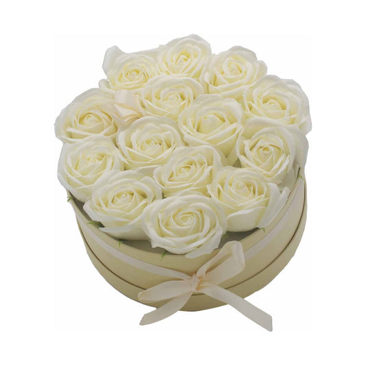 Soap Flower Gift Bouquet - 14 Cream Roses - Round - Ashton and Finch