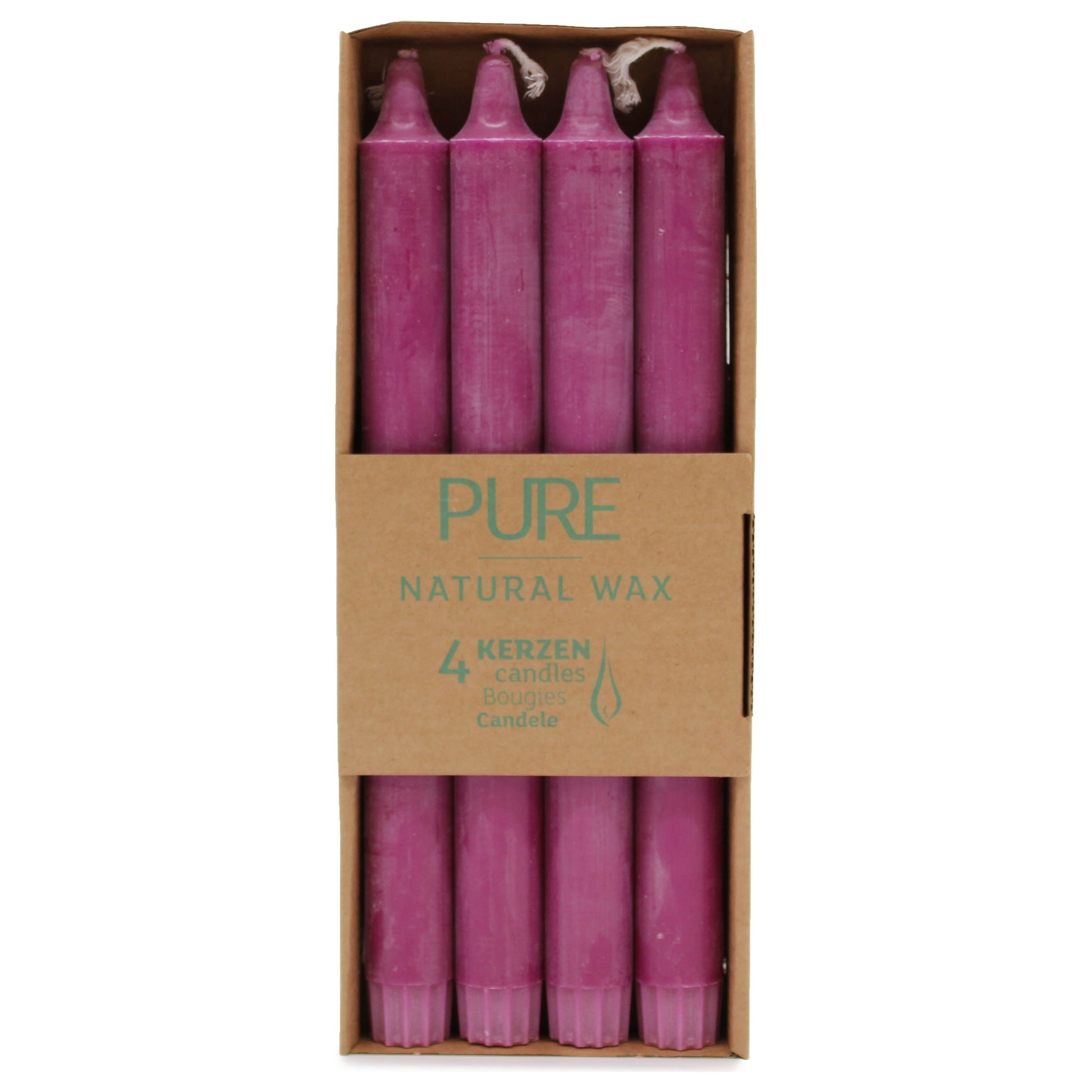4 x Pure Natural Wax Dinner Candle 25x2.3 - Fushcia - Ashton and Finch