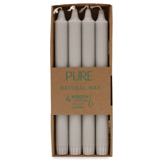 4 x Pure Natural Wax Dinner Candle 25x2.3 - Silver Grey - Ashton and Finch