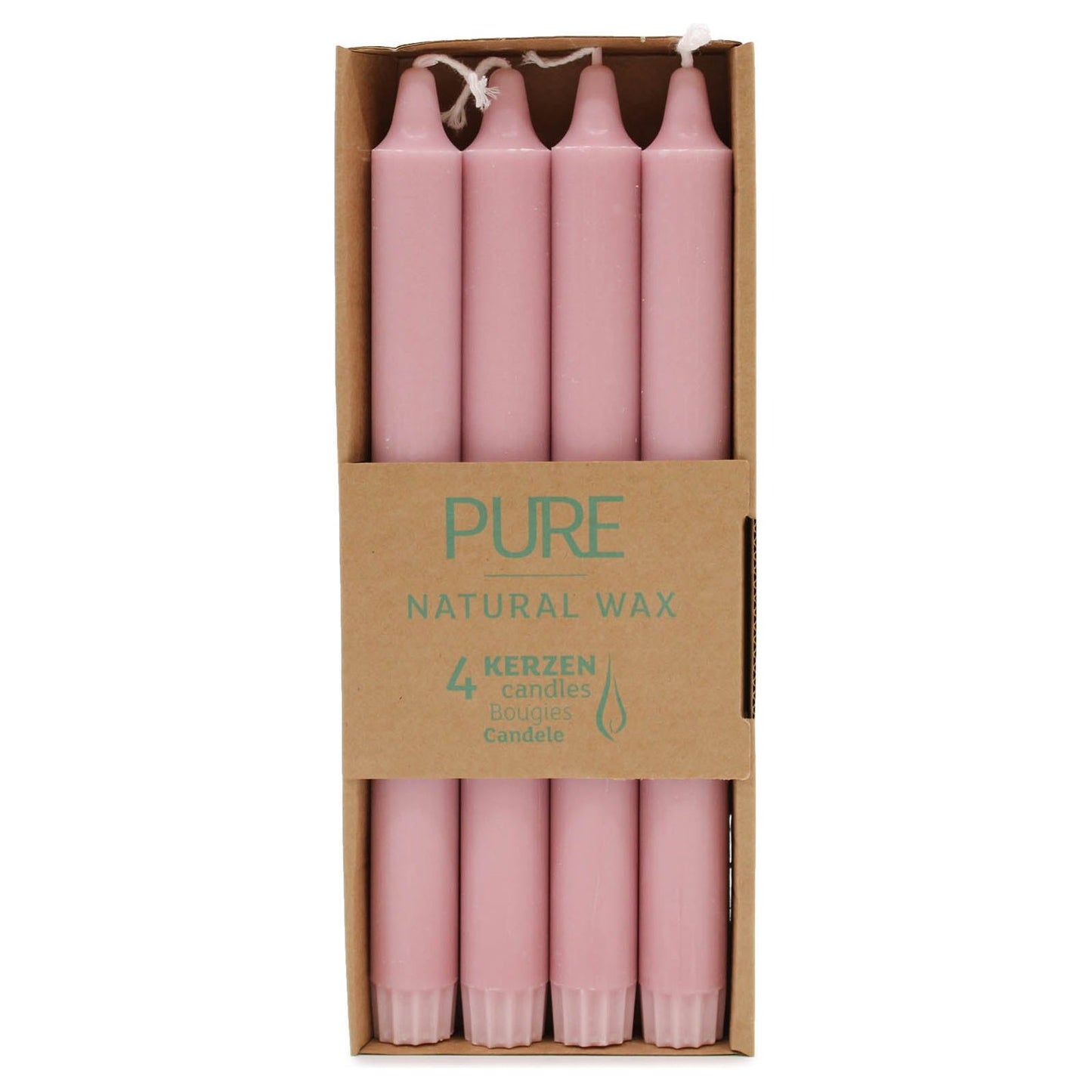 4 x Pure Natural Wax Dinner Candle 25x2.3 - Antique Rose - Ashton and Finch