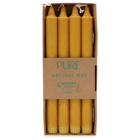 4 x Pure Natural Wax Dinner Candle 25x2.3 - Yellow - Ashton and Finch