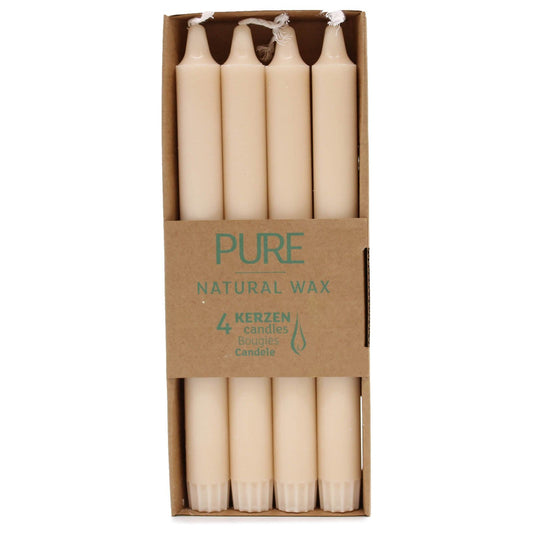 4 x Pure Natural Wax Dinner Candle 25x2.3 - Sahara - Ashton and Finch