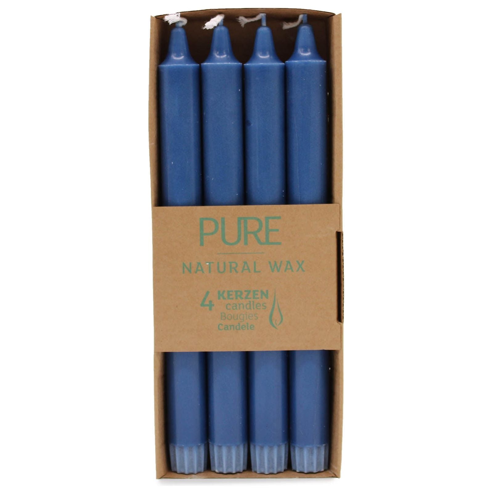 4 x Pure Natural Wax Dinner Candle 25x2.3 - Blue - Ashton and Finch