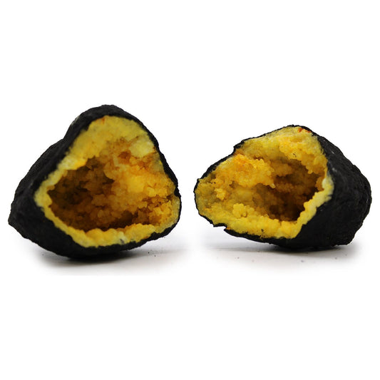 Coloured Calsite Geodes - Black Rock - Yellow - Ashton and Finch