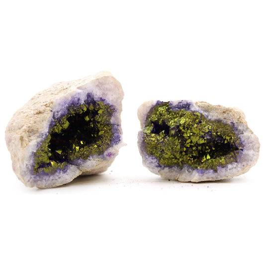 Coloured Calsite Geodes - Natural Rock - Purple & Gold - Ashton and Finch
