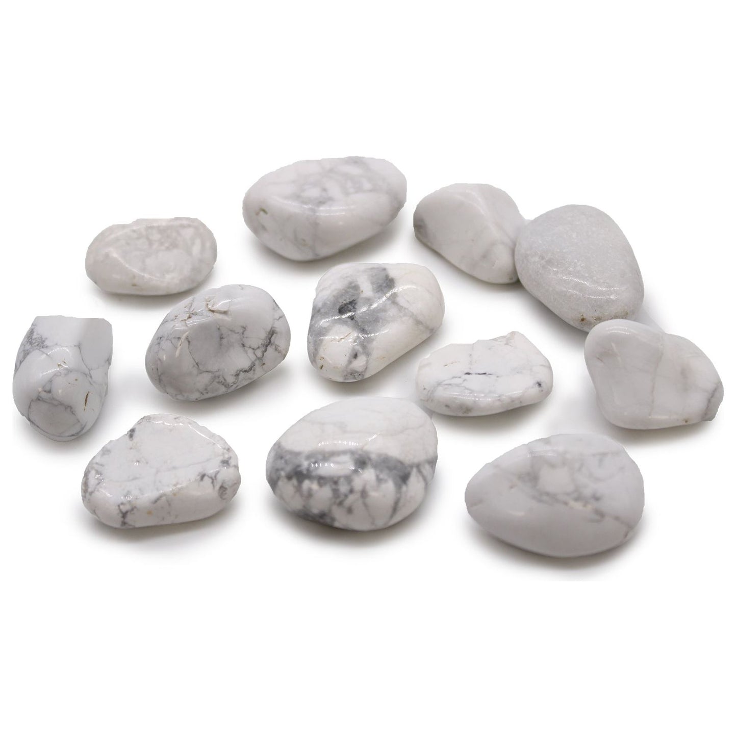 White Howlite - Magnesite African Tumble Stones 12 x Medium - Ashton and Finch