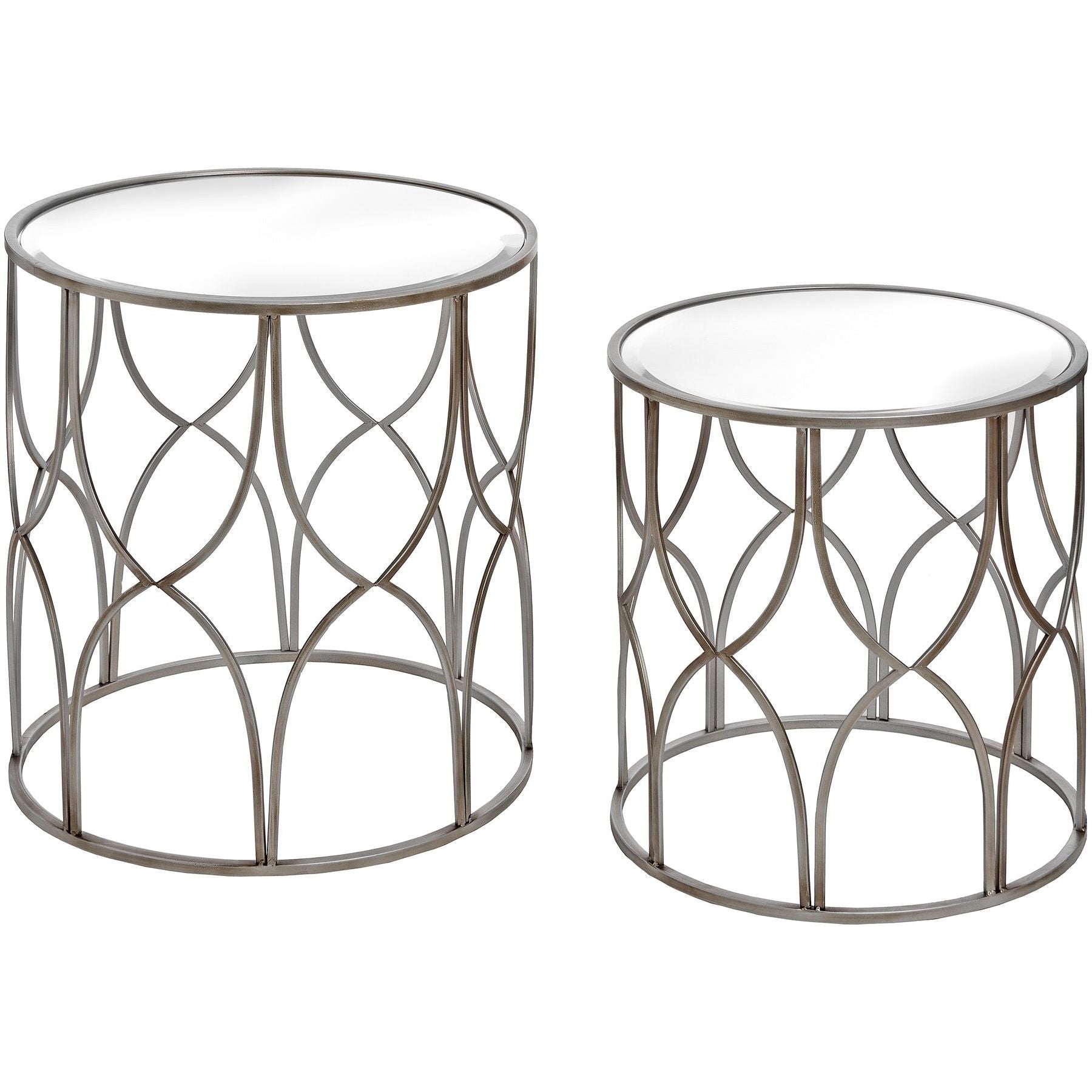 Set Of Two Lattice Detail Silver Side Table - Ashton and Finch