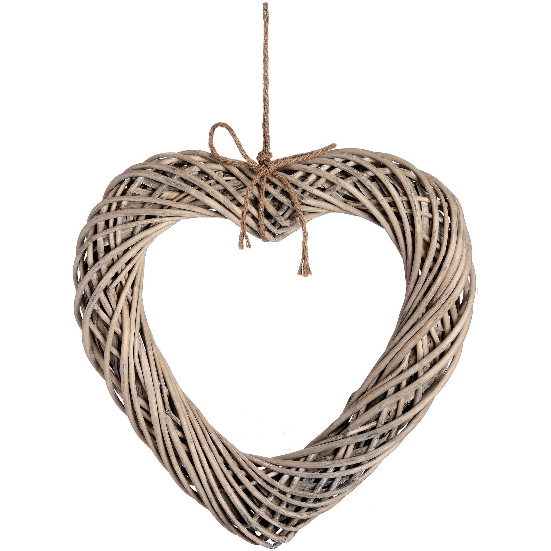 Brown Large Wicker Hanging Heart with Rope Detail - Ashton and Finch