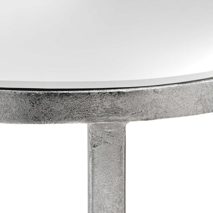 Mirrored Silver Half Moon Table With Cross Detail - Ashton and Finch