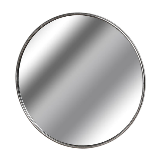 Silver Foil Large Circular Metal Wall Mirror - Ashton and Finch