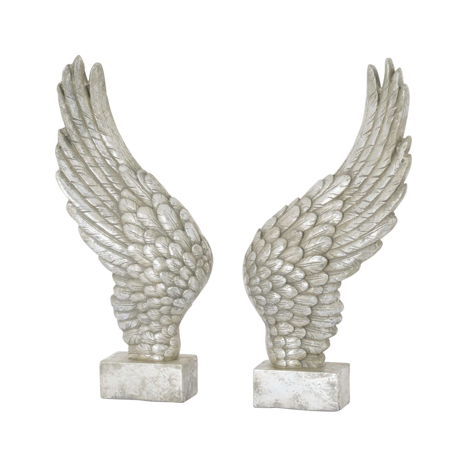 Large Freestanding Antique Silver Angel Wings Ornament - Ashton and Finch