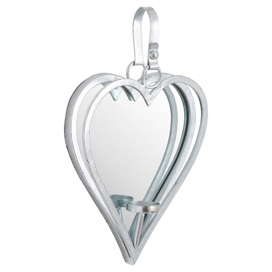 Small Silver Mirrored Heart Candle Holder - Ashton and Finch