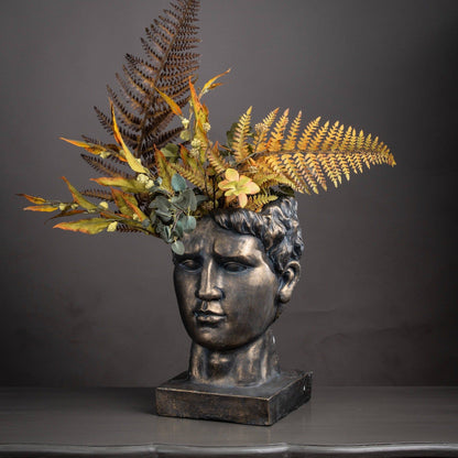 Antique Bronze Roman Head Planter Indoor Outdoor - Ashton and Finch