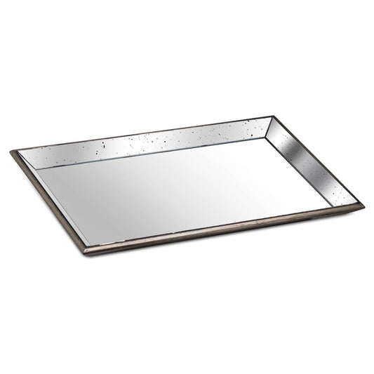 Astor Distressed Large Mirrored Tray With Wooden Detailing - Ashton and Finch