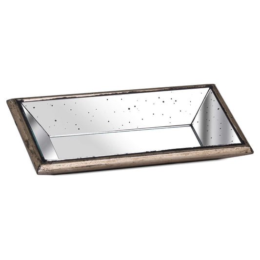Astor Distressed Mirrored Display Tray With Wooden Detailing - Ashton and Finch