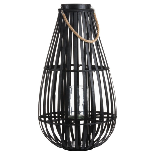 Large Floor Standing Domed Wicker Lantern With Rope Detail - Ashton and Finch