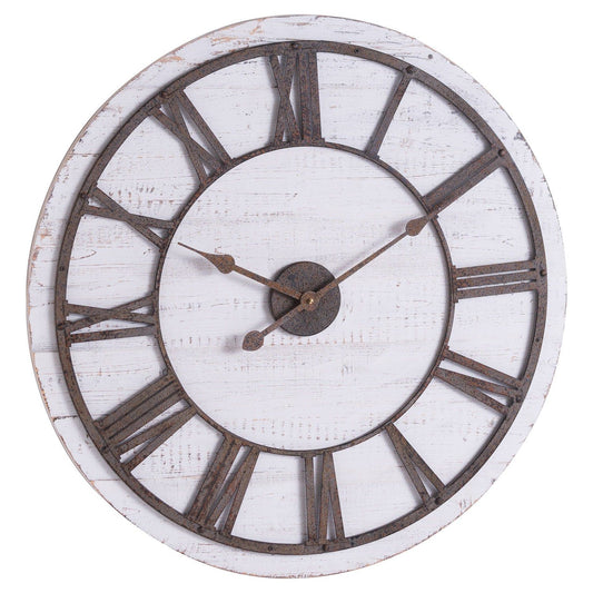 Rustic Wooden Clock With Aged Numerals And Hands - Ashton and Finch