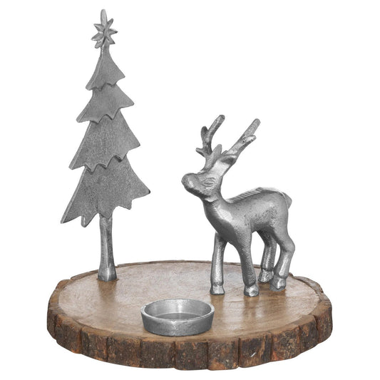 Stag And Tree Log Slice Candle Holder - Ashton and Finch