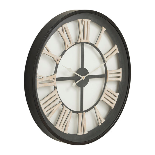 Black Framed Skeleton Clock With White Roman Numerals - Ashton and Finch