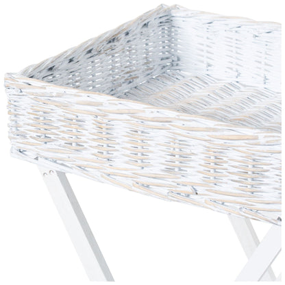 Large White Wash Wicker Basket Butler Tray - Ashton and Finch