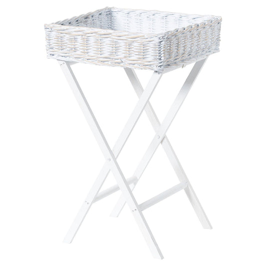 Large White Wash Wicker Basket Butler Tray - Ashton and Finch