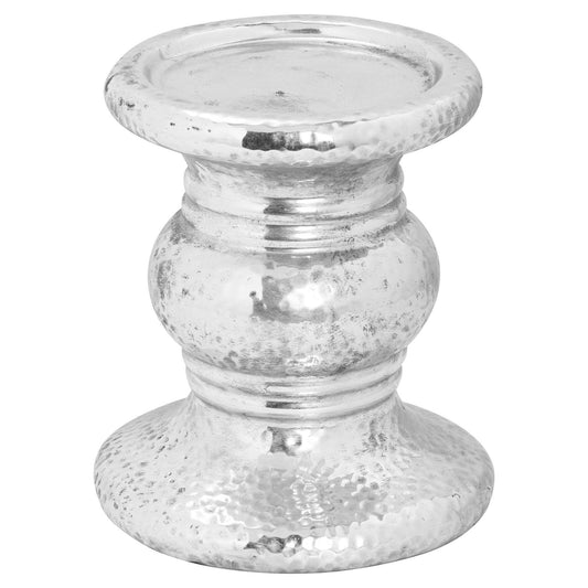 Silver Punch Faced Ceramic Candle Holder - Ashton and Finch