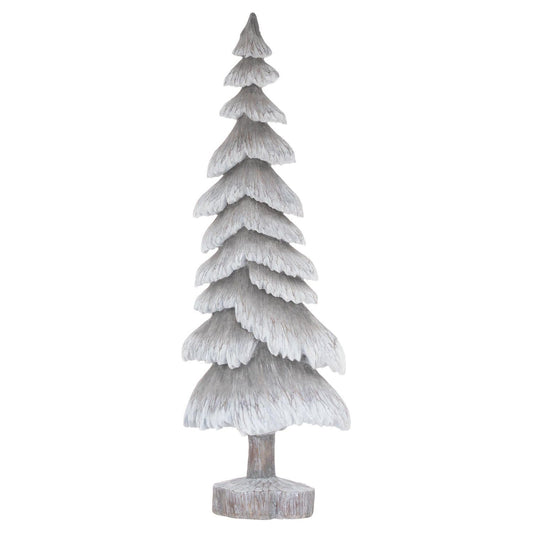 Carved Wood Effect Grey Tall Snowy Tree - Ashton and Finch