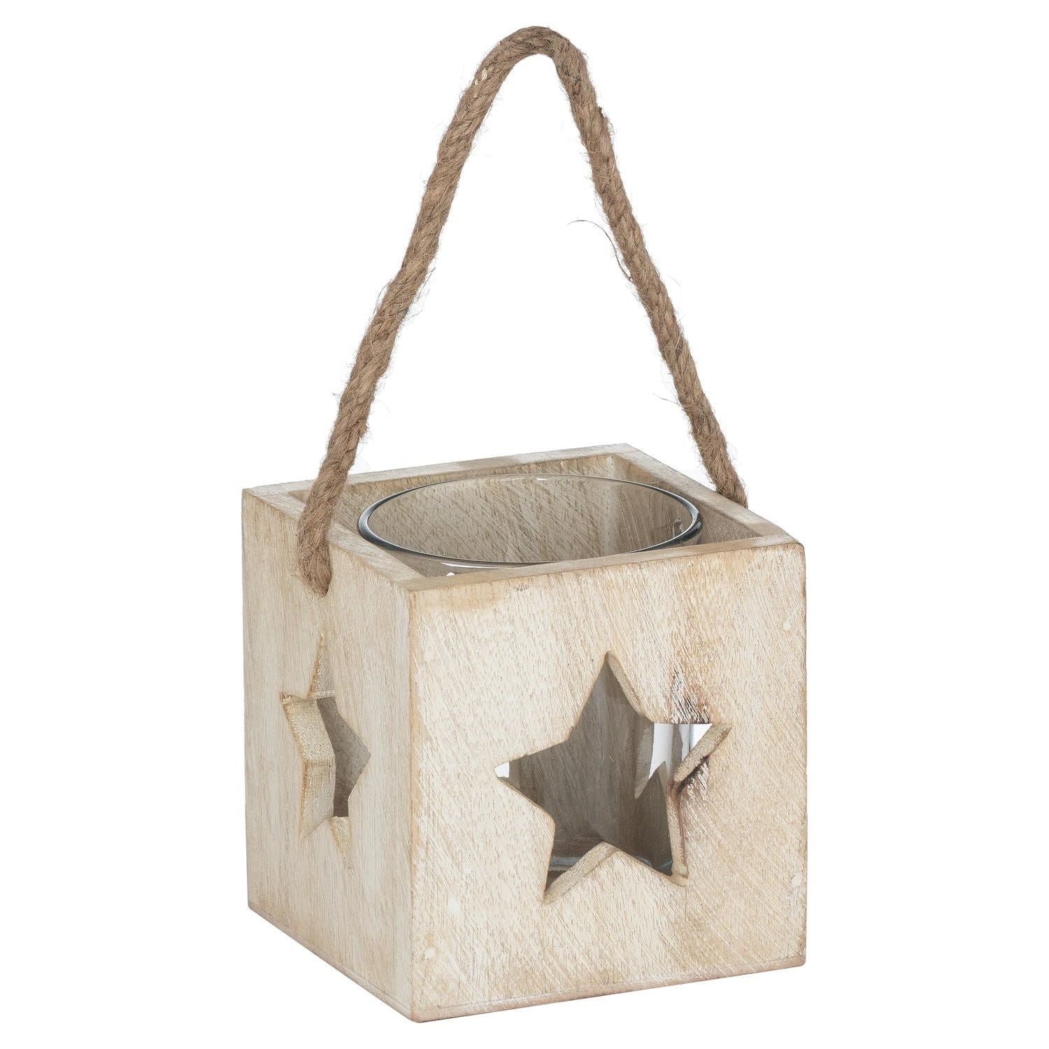 Washed Wood Star Tealight Candle Holder - Ashton and Finch