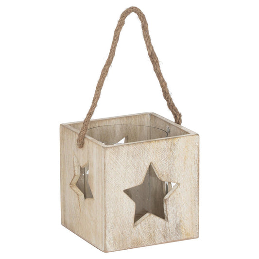 Washed Wood Large Star Tealight Candle Holder - Ashton and Finch