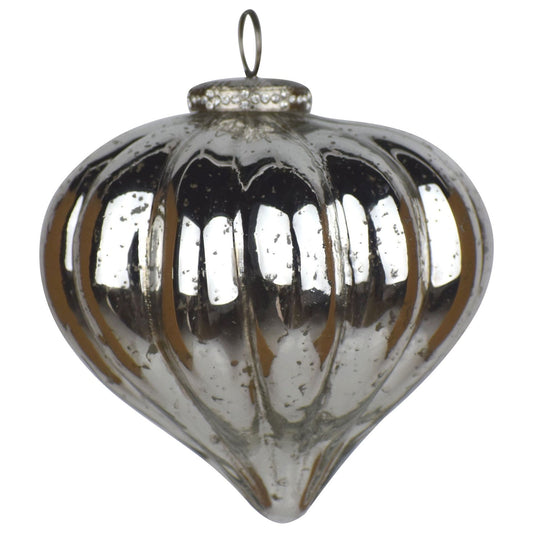 The Noel Collection Silver Teardrop Large Bauble - Ashton and Finch