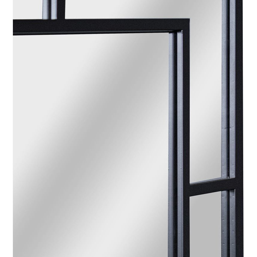 Black Multi Paned Patterned Window Mirror - Ashton and Finch