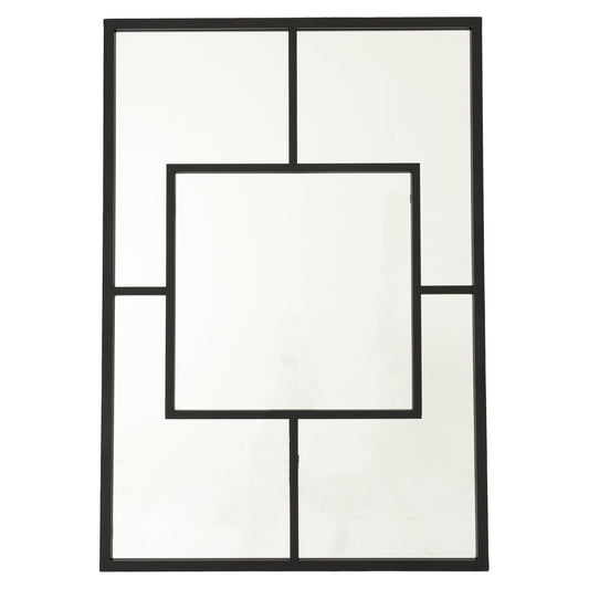 Black Multi Paned Patterned Window Mirror - Ashton and Finch