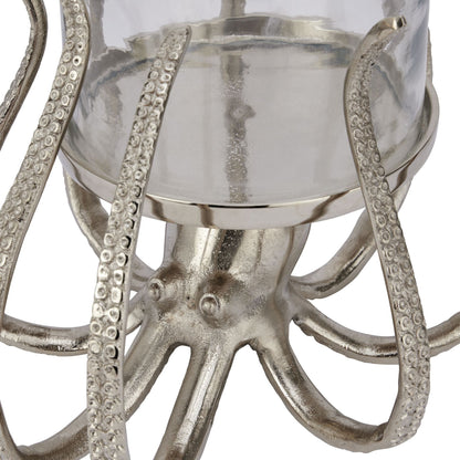 Large Silver Octopus Candle Hurricane Lantern - Ashton and Finch