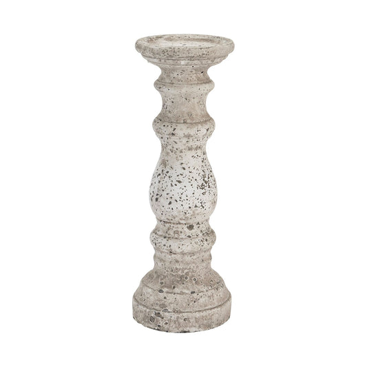 Small Stone Ceramic Column Candle Holder - Ashton and Finch