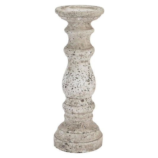 Large Stone Ceramic Column Candle Holder - Ashton and Finch