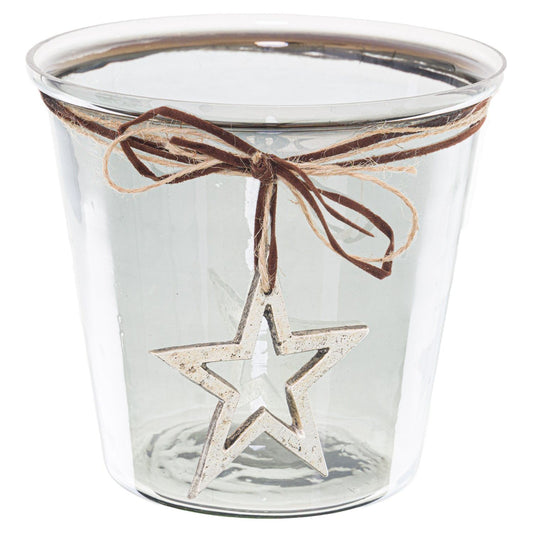 Smoked Midnight Hammered Star Large Candle Holder - Ashton and Finch