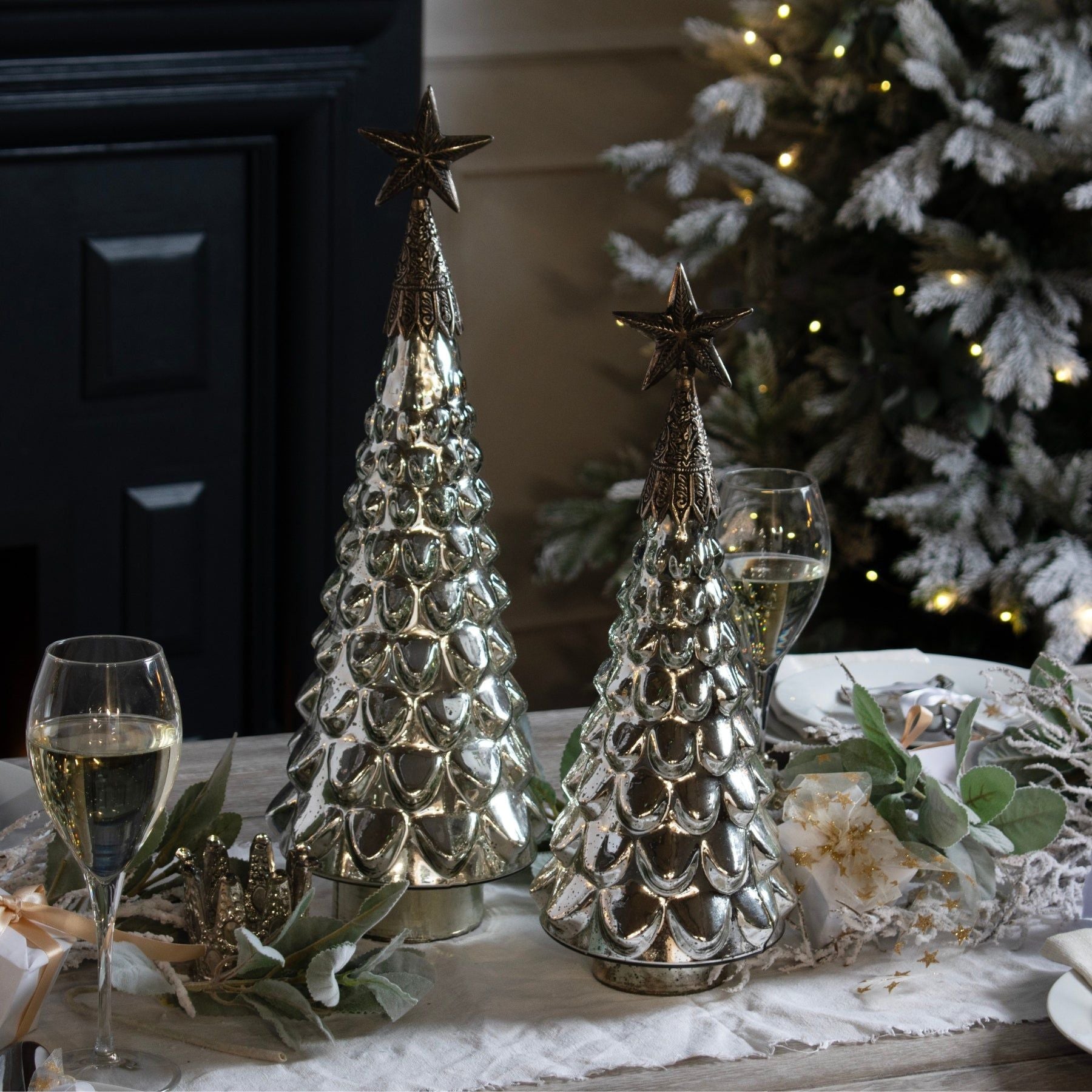 Noel Collection Textured Star Topped Decorative Small Tree - Ashton and Finch
