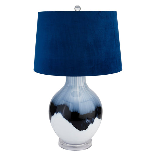 Ice Shadows Table Lamp With Navy Blue Lampshade - Ashton and Finch