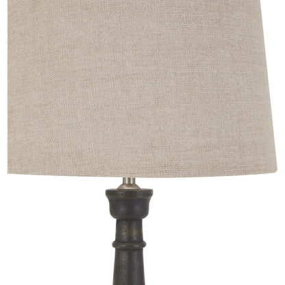 Delaney Grey Bead Candlestick Lamp With Linen Shade - Ashton and Finch