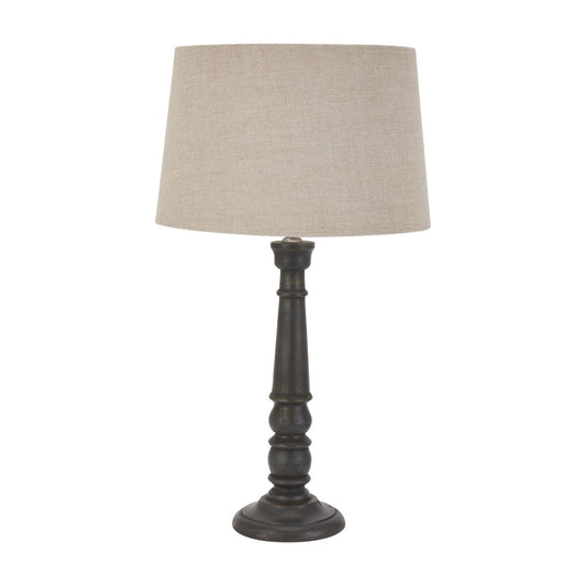 Delaney Grey Bead Candlestick Lamp With Linen Shade - Ashton and Finch