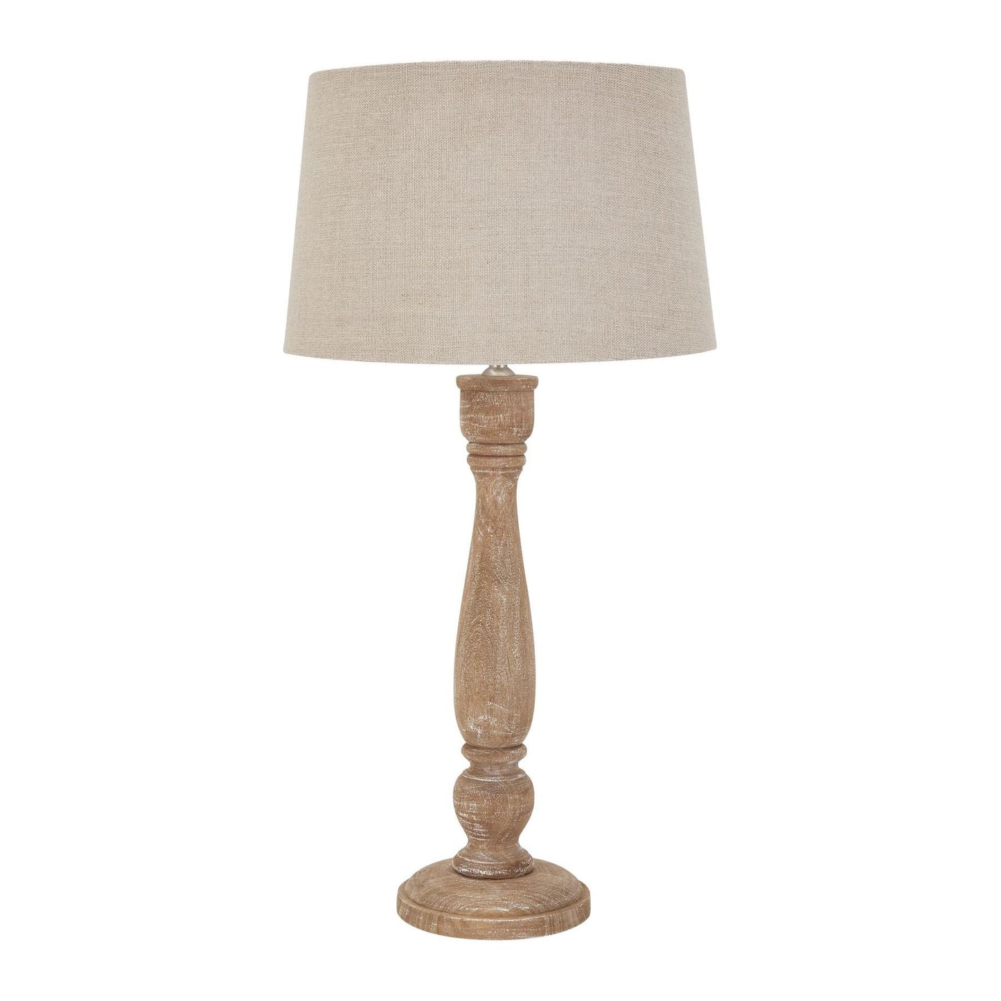 Delaney Natural Wash Candlestick Lamp With Linen Shade - Ashton and Finch