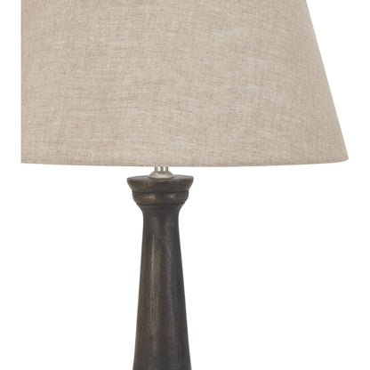 Delaney Grey Goblet Candlestick Lamp With Linen Shade - Ashton and Finch