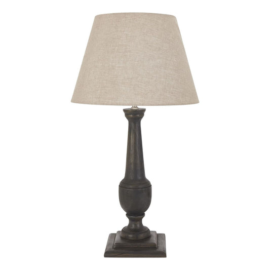 Delaney Grey Goblet Candlestick Lamp With Linen Shade - Ashton and Finch