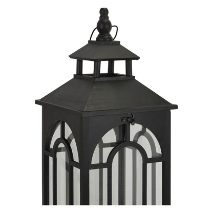 Set Of Three Black Wooden Lanterns With Archway Design - Ashton and Finch
