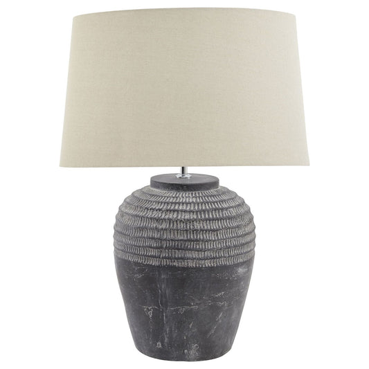 Amalfi Grey Stone Carved Lamp - Ashton and Finch