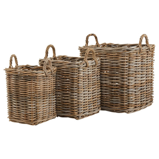Set of 3 Kubu Rattan Square Storage Baskets - Ashton and Finch