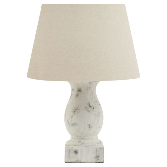 Darcy Antique White Pillar Table Lamp With Linen Shade - Ashton and Finch