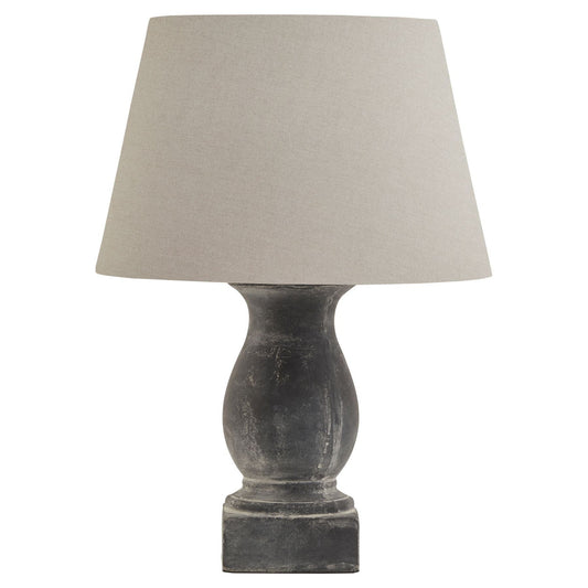 Amalfi Grey Pillar Table Lamp With Linen Shade - Ashton and Finch