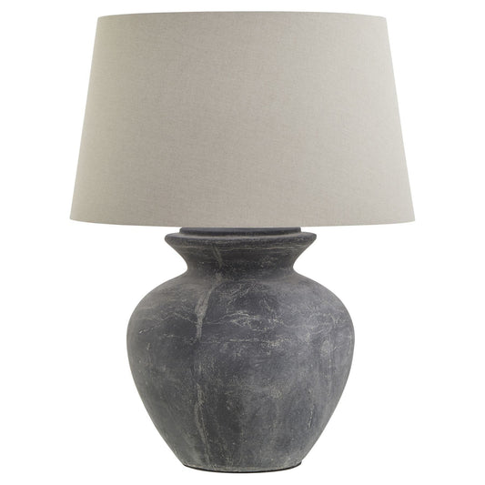 Amalfi Grey Round Table Lamp With Linen Shade - Ashton and Finch